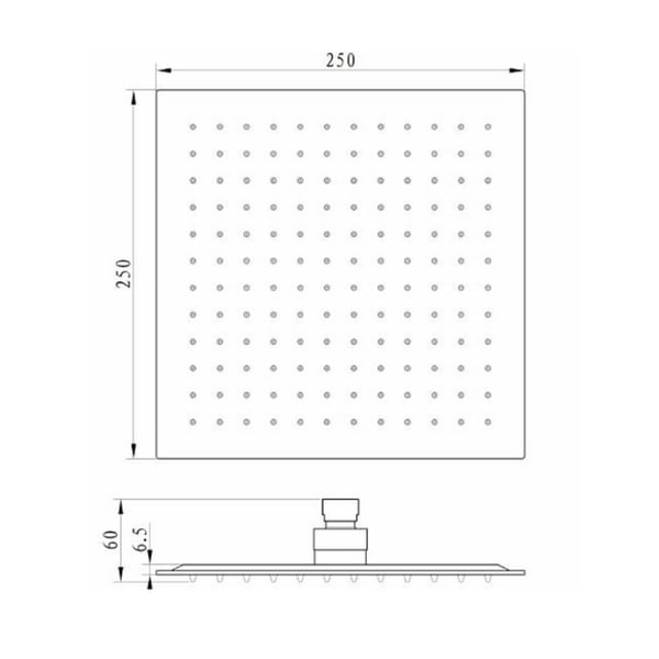 Κεφαλή ντους τετράγωνη Orabella 25x25 cm